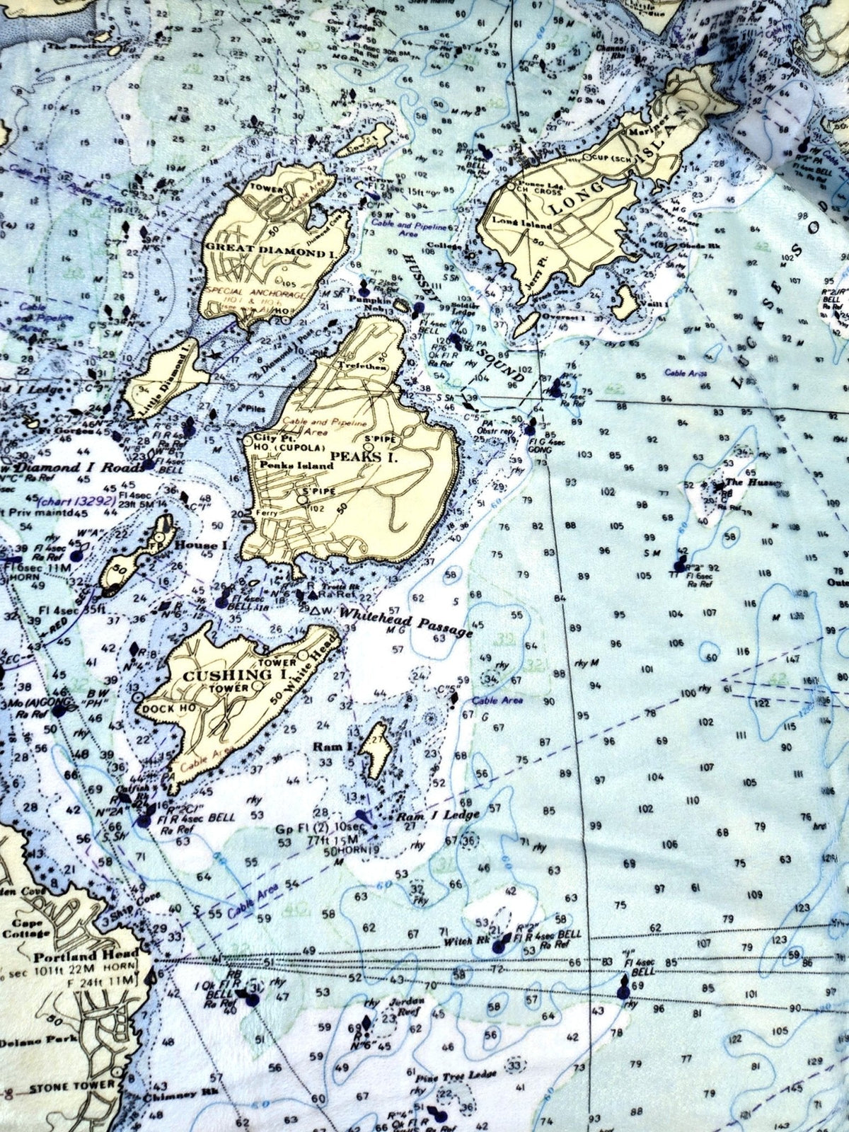 Casco Bay to Harpswell, ME.Nautical Chart Blanket - Maritime Tribes USABlanket