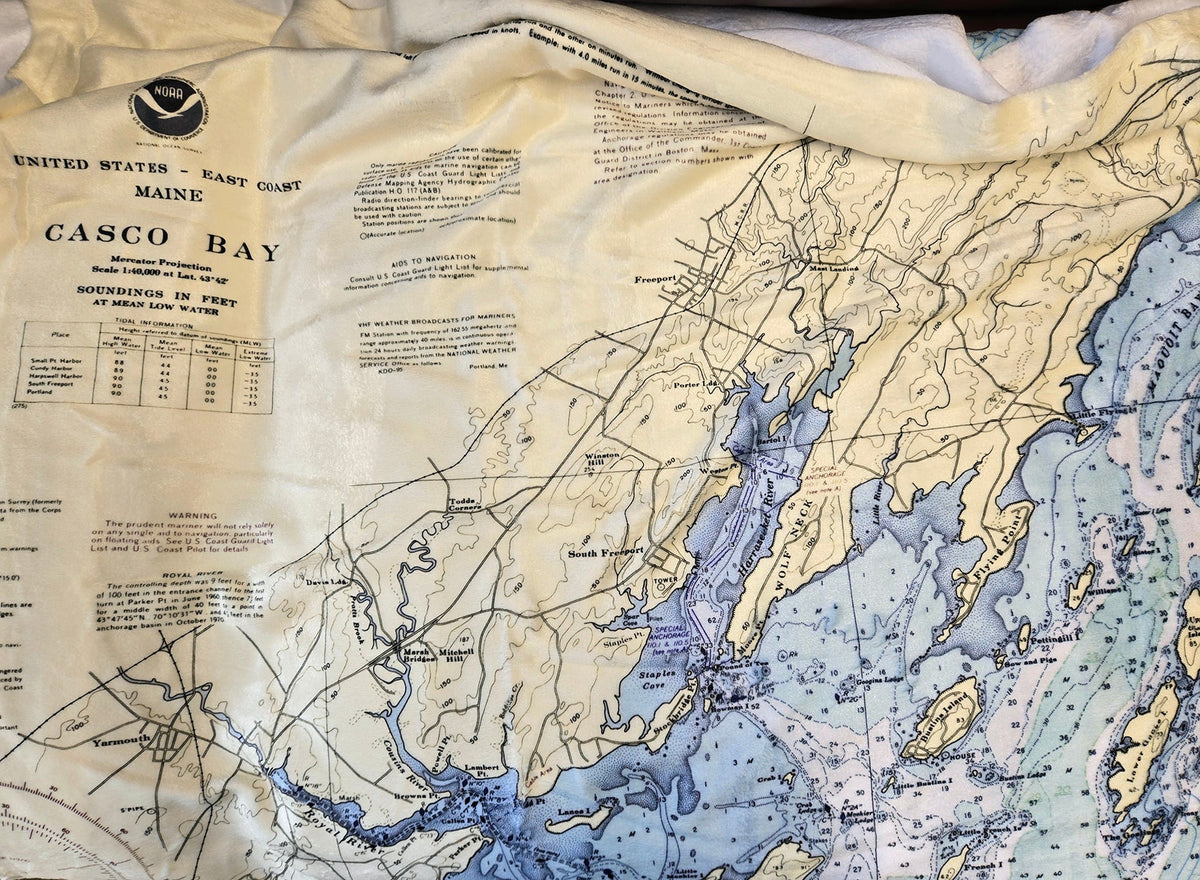 Casco Bay to Harpswell, ME.Nautical Chart Blanket - Maritime Tribes USABlanket