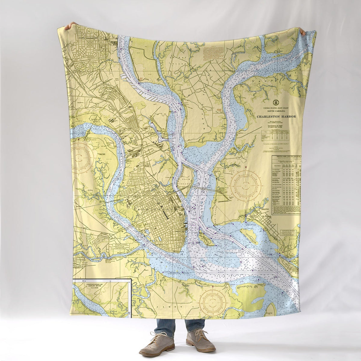 Charleston, SC Nautical Chart Blanket - Maritime Tribes USABlanket