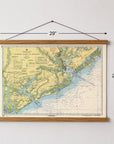 Charleston to Edisto, South Carolina Nautical Chart Canvas Wall Scroll - Maritime Tribes USAScroll