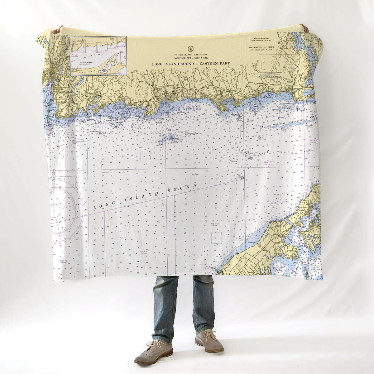 Coastal, CT Nautical Chart Blanket - Maritime Tribes USABlanket