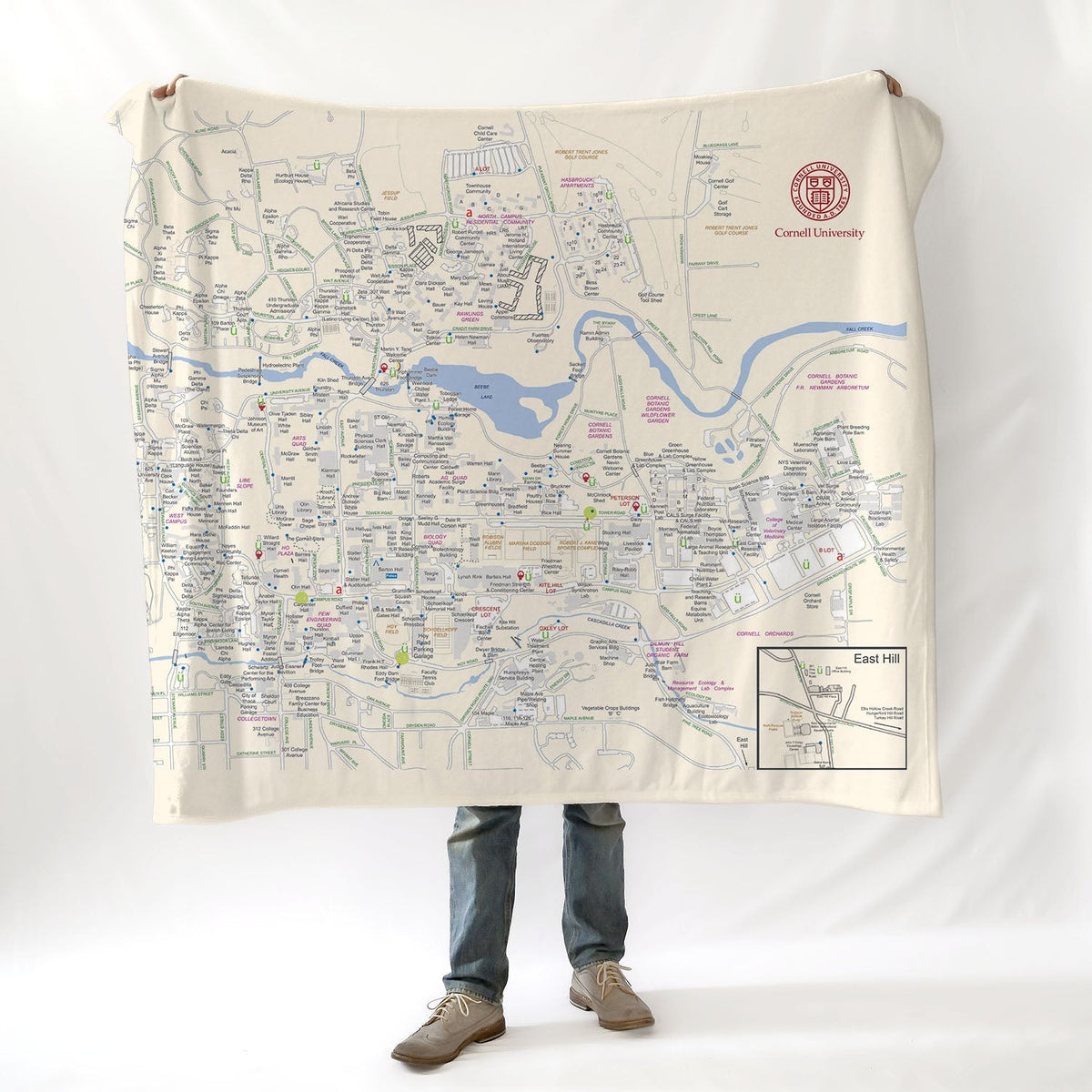 Cornell University Modern Campus Map with Circle/Seal Logo Blanket - Maritime Tribes USABlanket