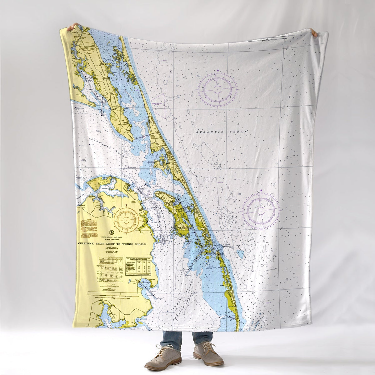 Corolla to Rodanthe (The Outerbanks), Vintage Chart Blanket - Maritime Tribes USABlanket