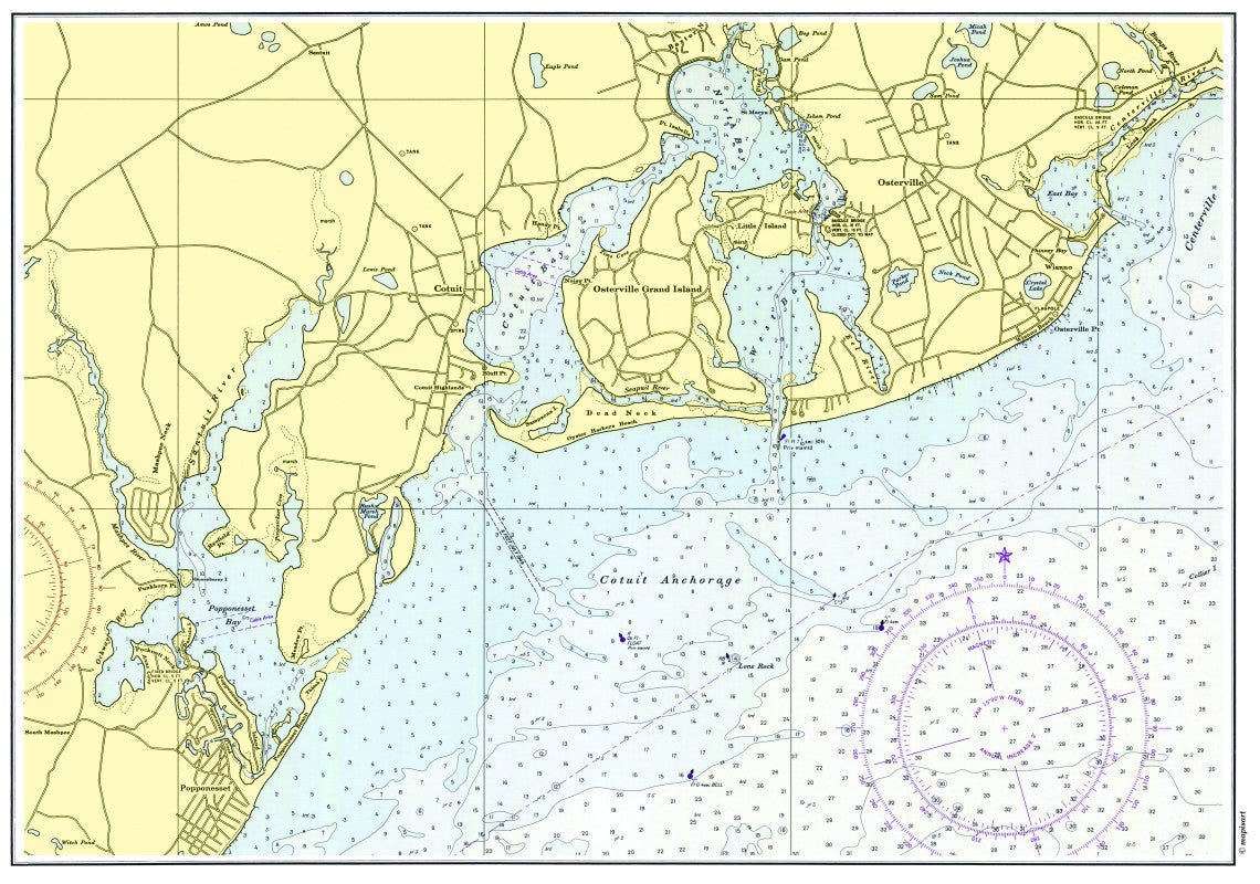 Cotuit, Santuit MA Vintage Nautical Chart Scroll - Maritime Tribes USAScroll