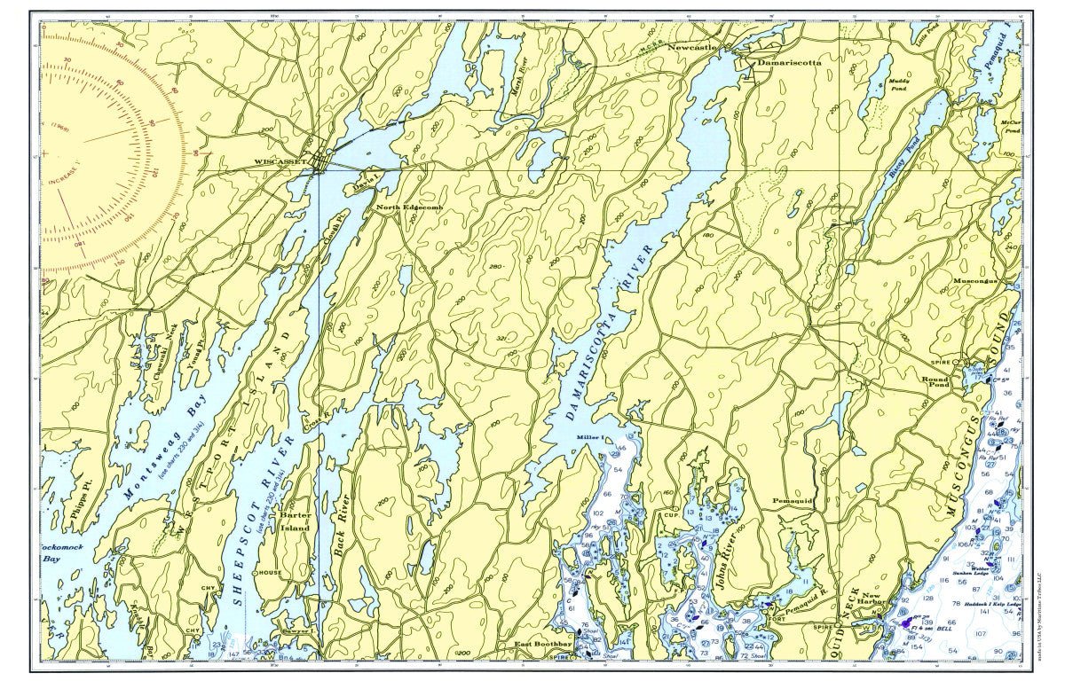 Damariscotta, ME Nautical Chart Placemat - My Signal FlagsLaminated Placemat