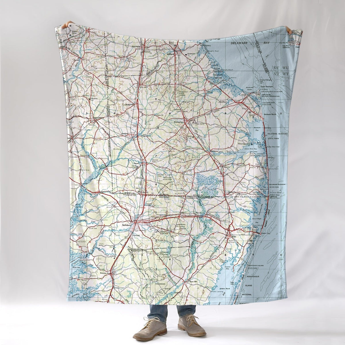 Delaware Roadmap, vintage topo map Blanket - Maritime Tribes USABlanket