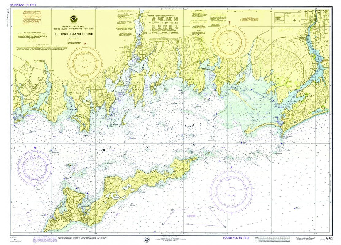 Fishers Island &amp; Fishers Island Sound Chart, 1974 Scroll - Maritime Tribes USAScroll