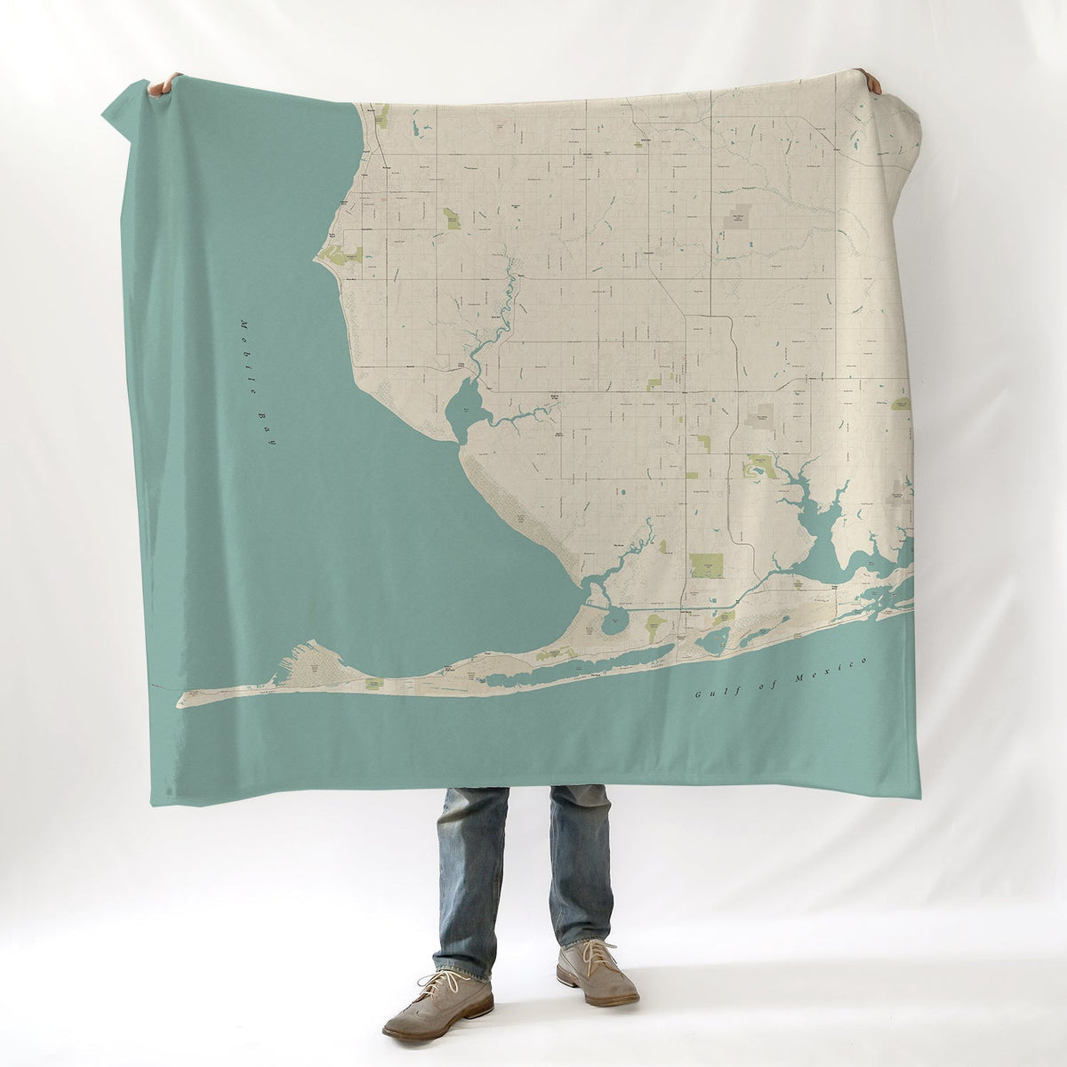 Fort Morgan to Orange Beach, AL Sea Glass Map Blanket - Maritime Tribes USABlanket