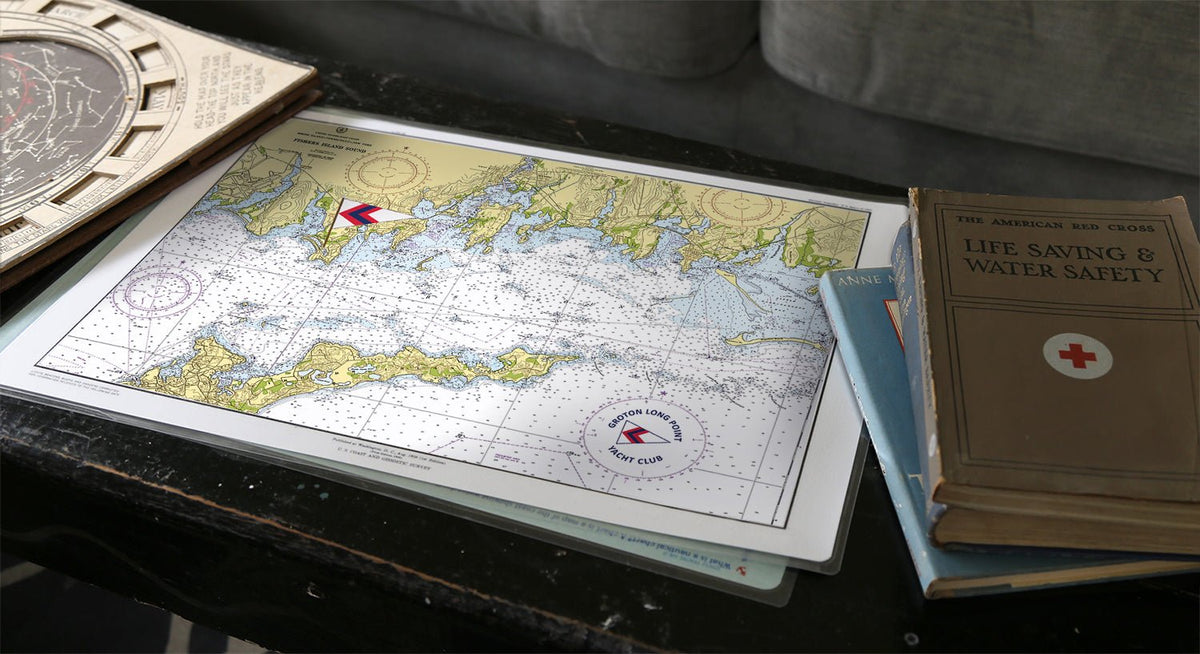 Groton Long Point Yacht Club Chart with Burgee Placemat - My Signal FlagsLaminated Placemat