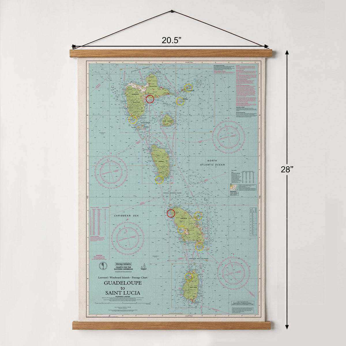 Guadeloupe to St. Lucia Nautical Chart Wall Scroll - Maritime Tribes USA