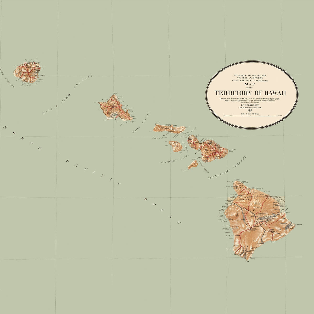 Hawaiian Islands vintage map - Quick Dry Towel - My Signal FlagsTowel