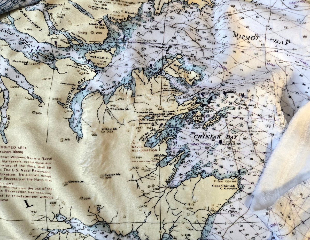 Kodiak Island, Nautical Chart Blanket - Maritime Tribes USABlanket