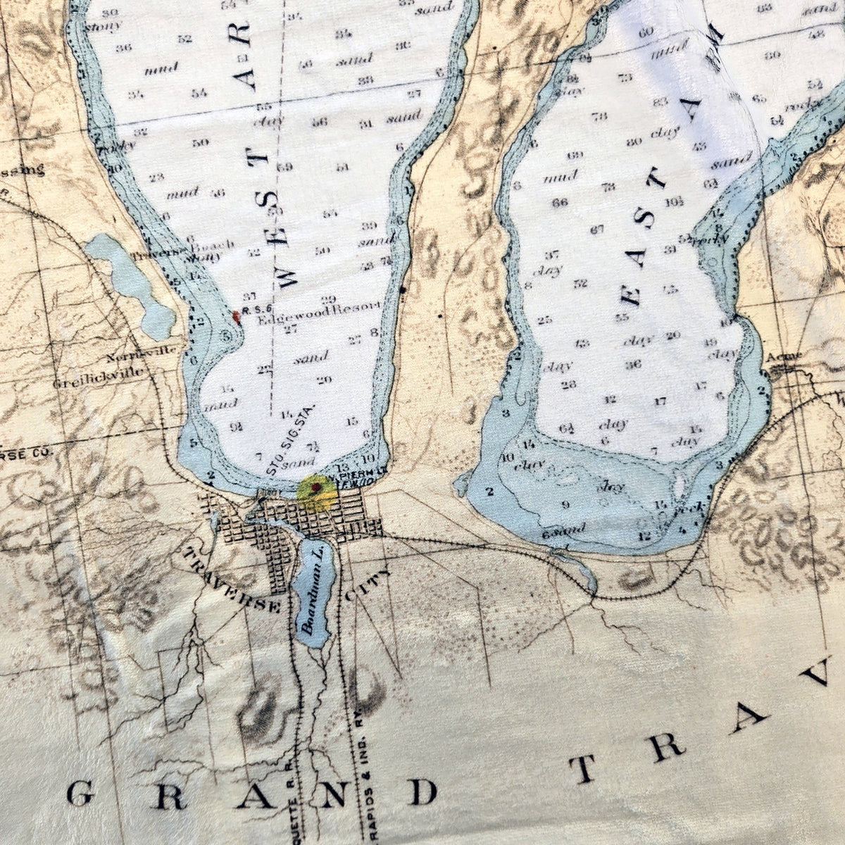 Leelanau PeninsulaNautical Chart Blanket - Maritime Tribes USABlanket