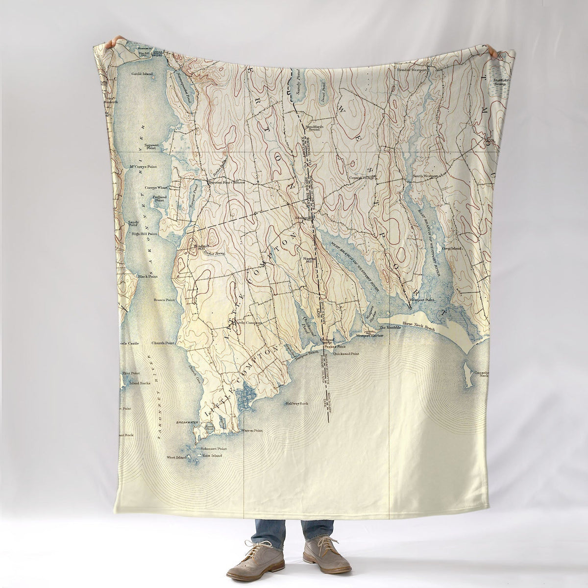 Little Compton, RI Antique Map Blanket - Maritime Tribes USABlanket