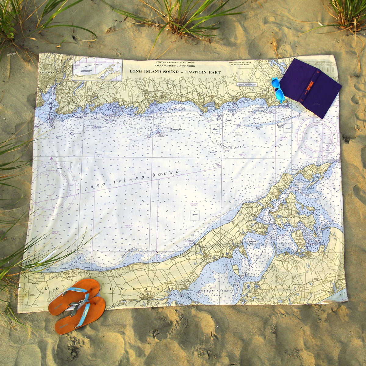 Long Island Sound, Eastern Part, CT - Nautical Chart Blanket - Maritime Tribes USABlanket