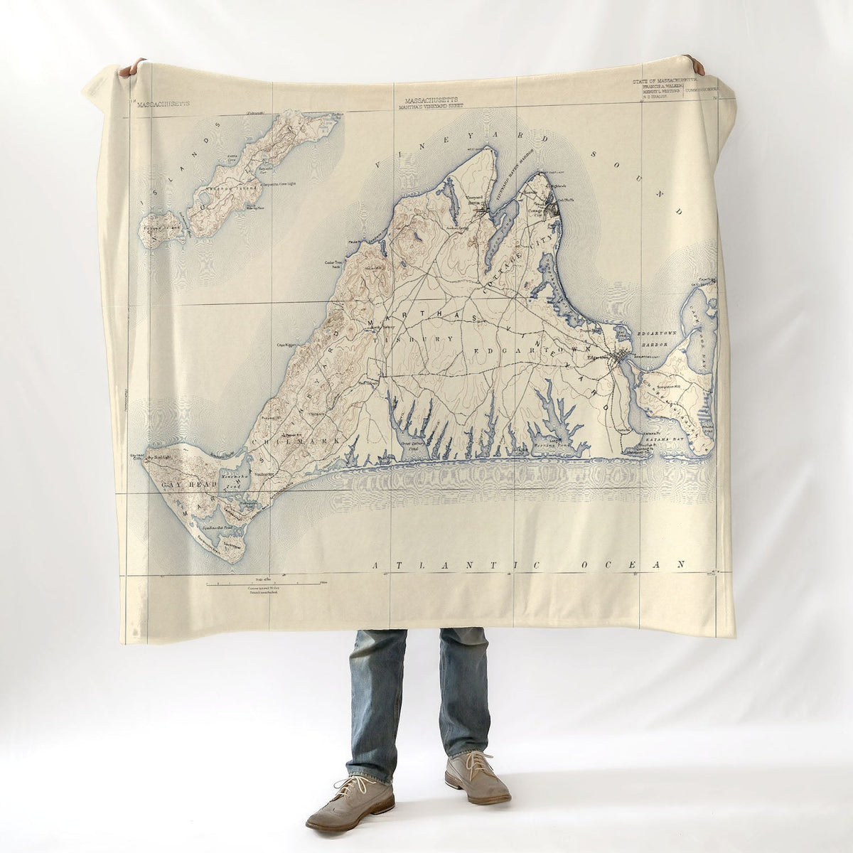 Martha's Vineyard Antique Map Blanket - Maritime Tribes USABlanket