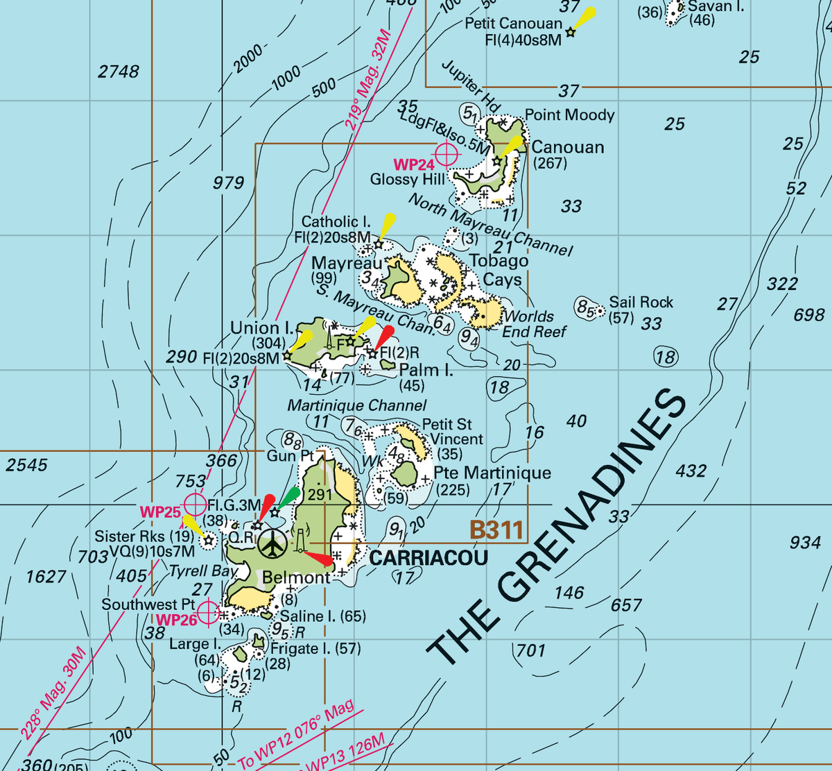 Martinique to Grenada Chart Blanket (St. Lucia, Barbados, Saint Vincent &amp; the Grenadines) - Maritime Tribes USA