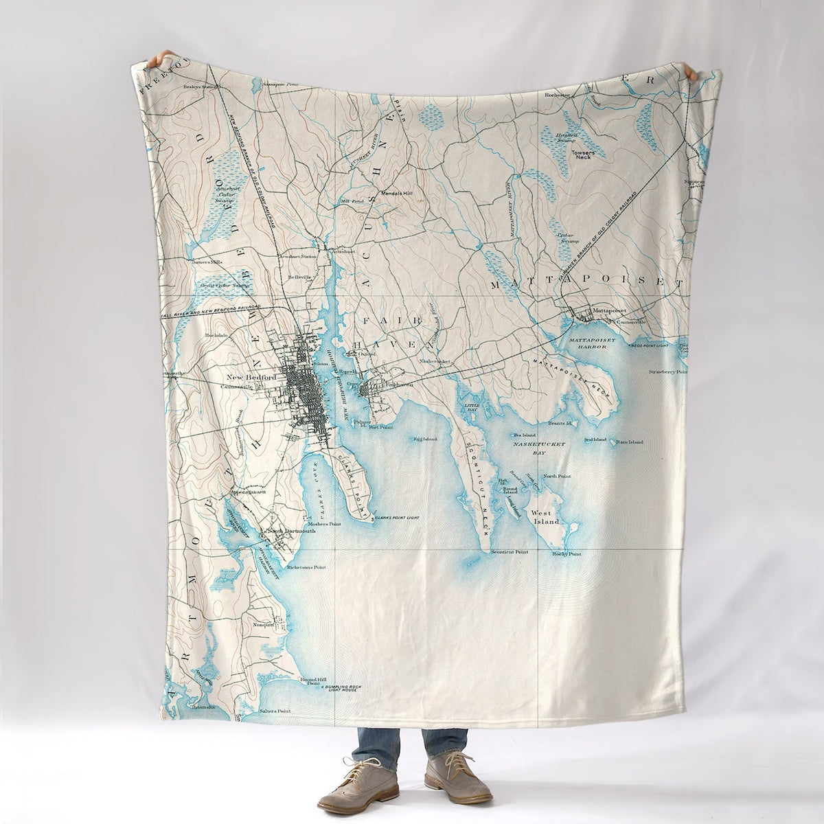 New Bedford MA Antique map Blanket - Maritime Tribes USABlanket