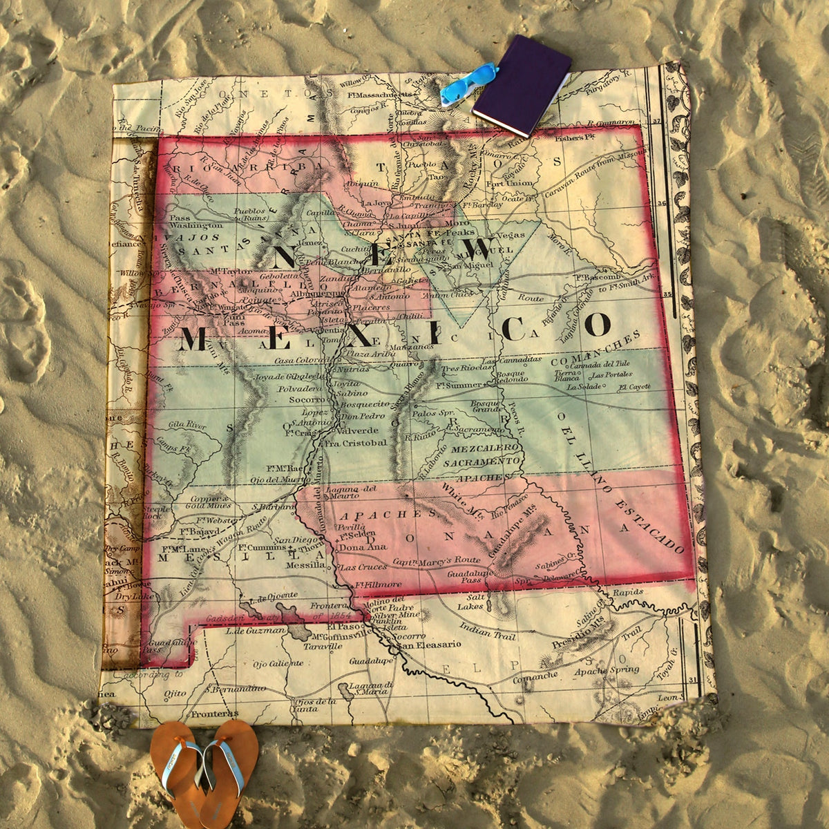 New Mexico Vintage Map Blanket - Maritime Tribes USABlanket