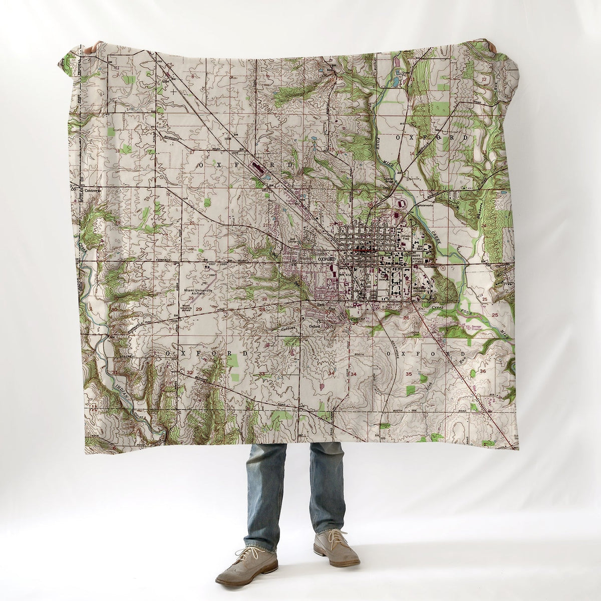Oxford, OH Topo Style Map Blanket - Maritime Tribes USABlanket