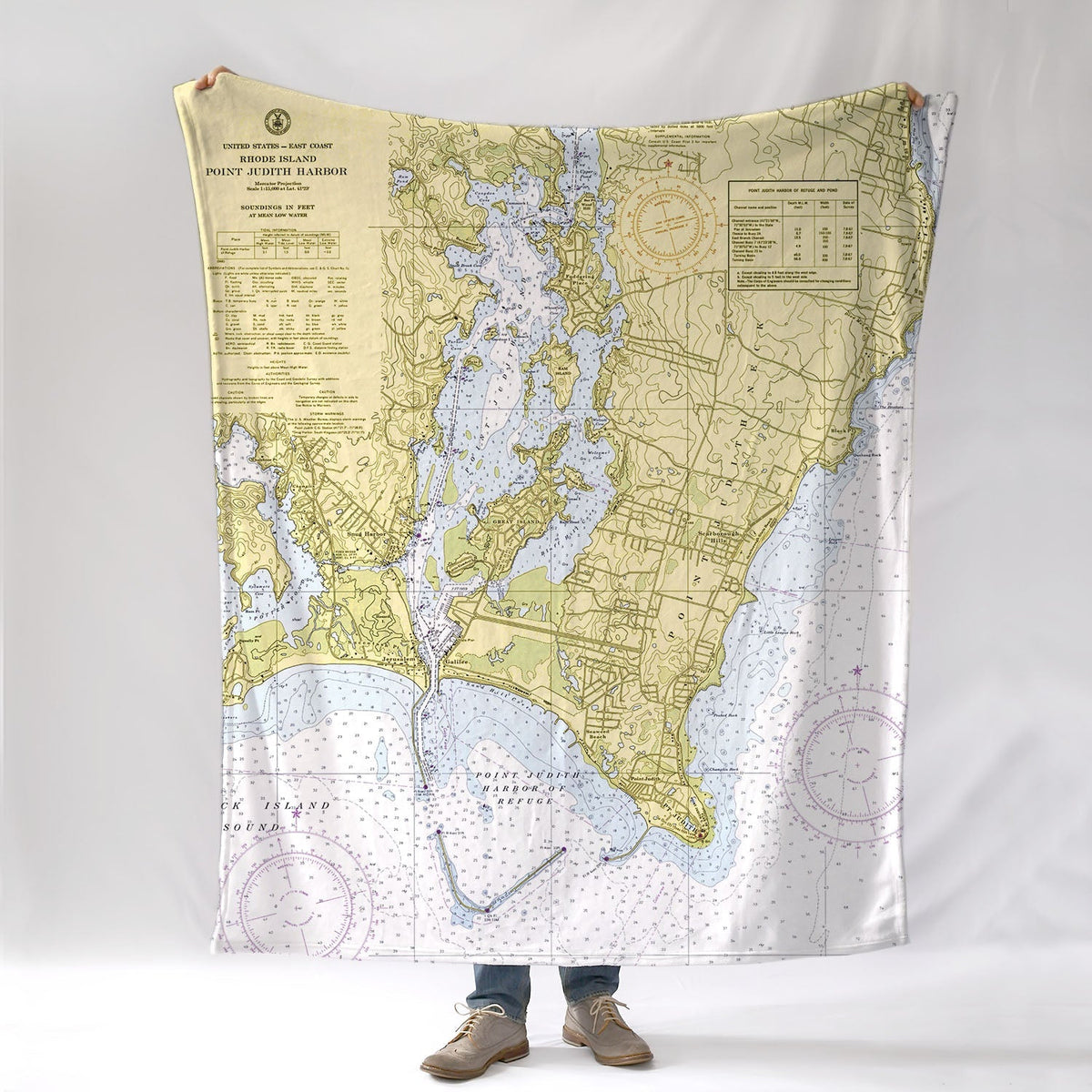 Point Judith Harbor, RI - Nautical Chart Blanket - Maritime Tribes USABlanket