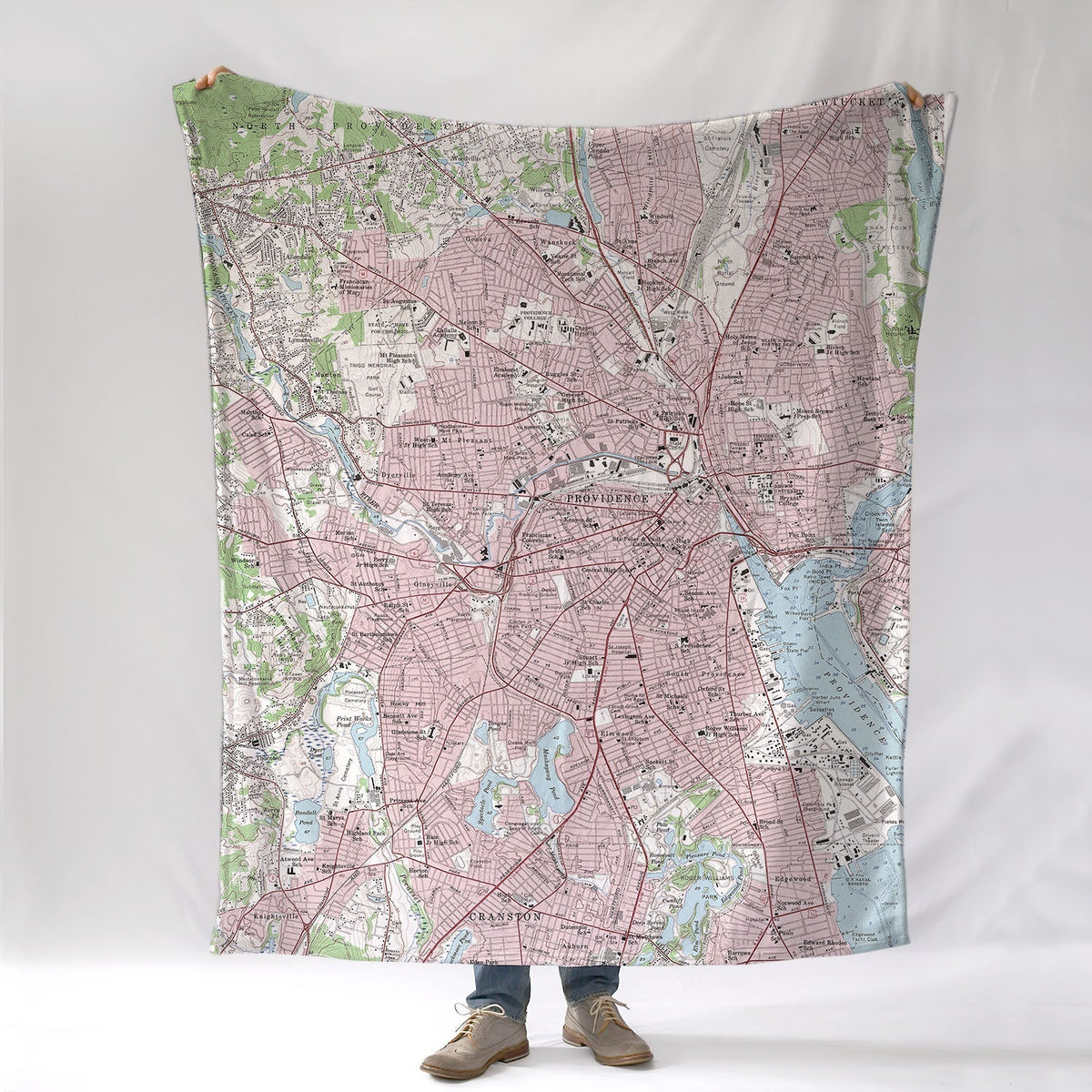 Providence RI Vintage Topo Map Blanket - Maritime Tribes USABlanket