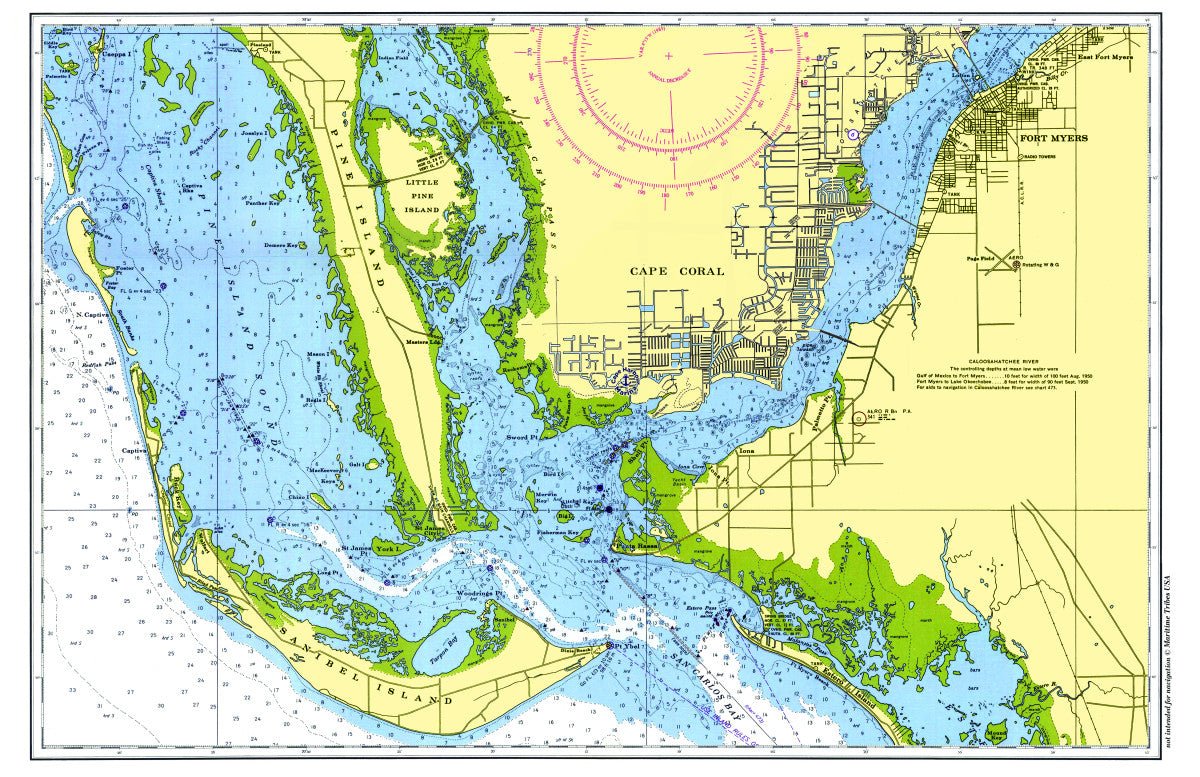 Sanibel to Cape Harbour Chart Placemat - My Signal FlagsLaminated Placemat