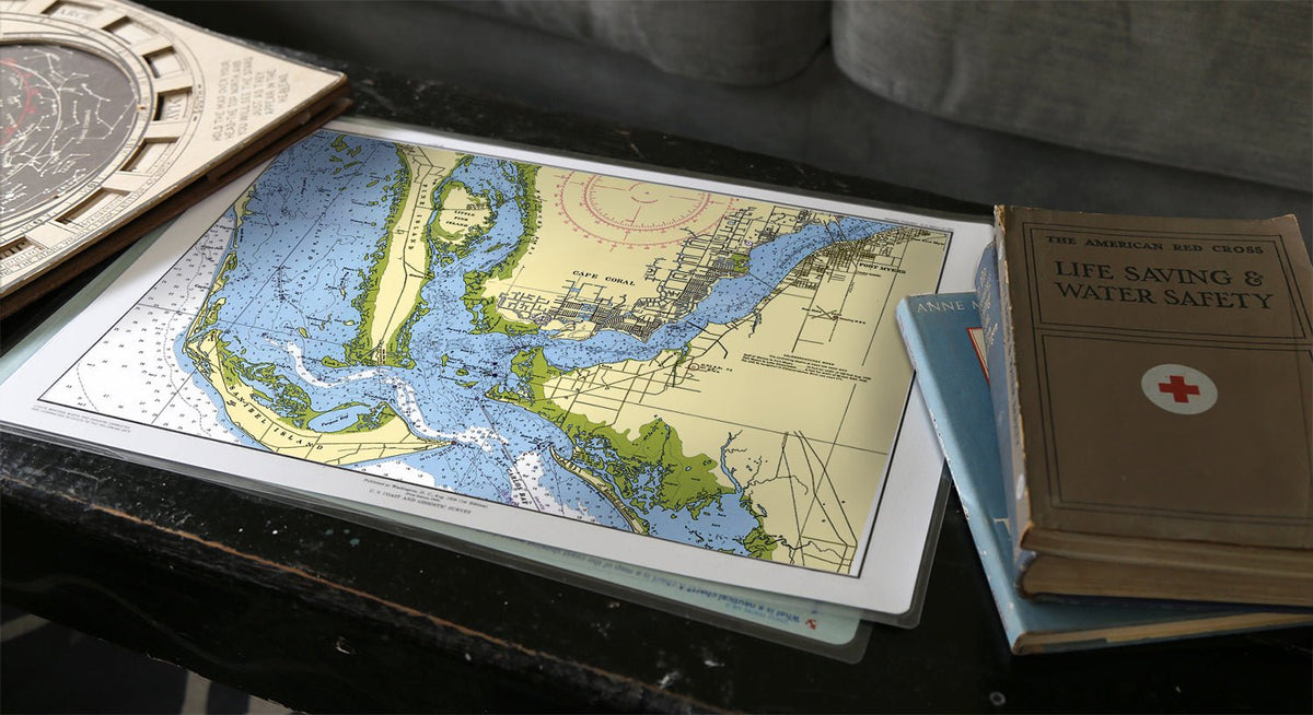 Sanibel to Cape Harbour Chart Placemat - My Signal FlagsLaminated Placemat