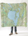 Sebago Lake, Maine, Vintage Topographical Map Blanket - Maritime Tribes USA