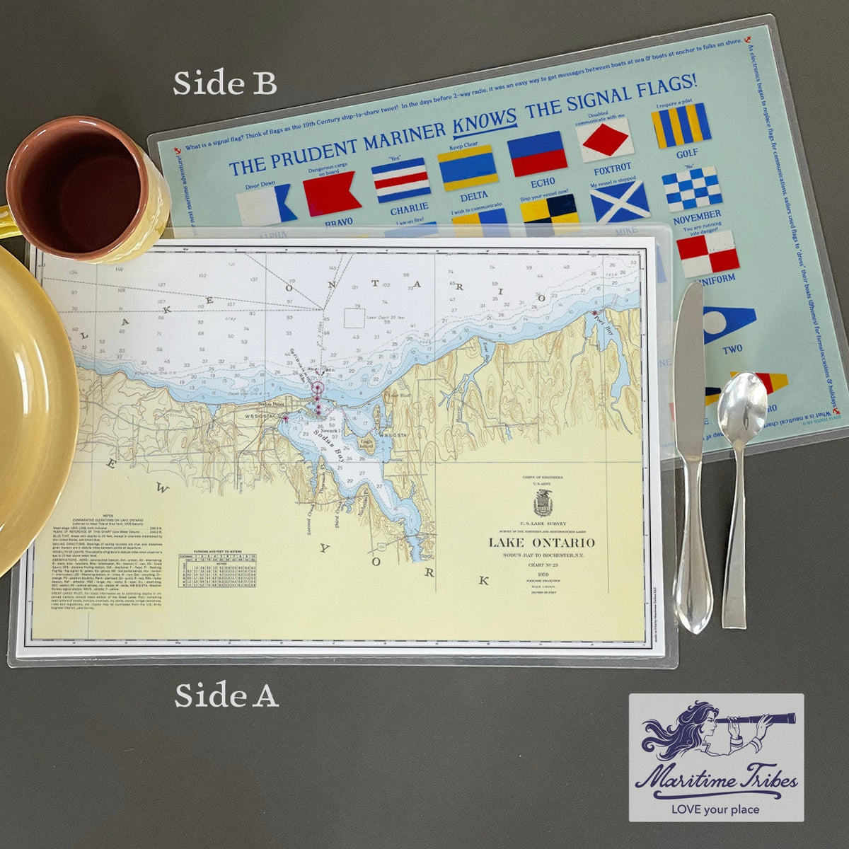 Sodus Bay, Lake Ontario NY Nautical Chart Placemat - My Signal FlagsLaminated Placemat