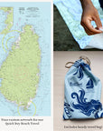 St Lucia, Caribbean, Nautical Chart Quick-Dry Towel - My Signal Flags