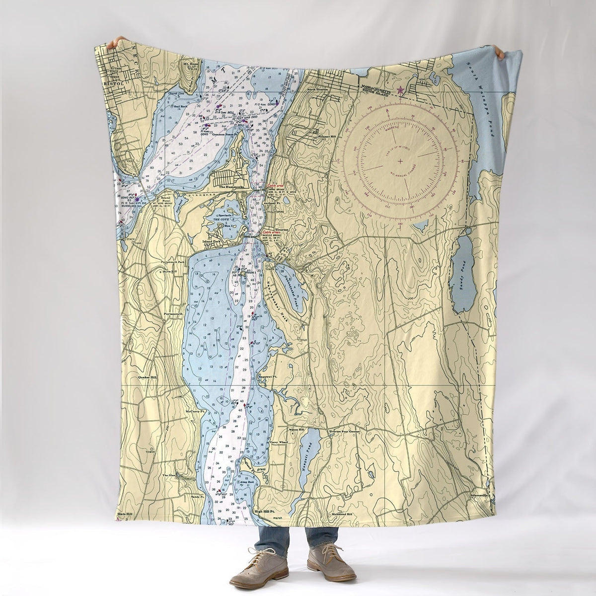 Tiverton, RI Nautical Chart Blanket - Maritime Tribes USABlanket