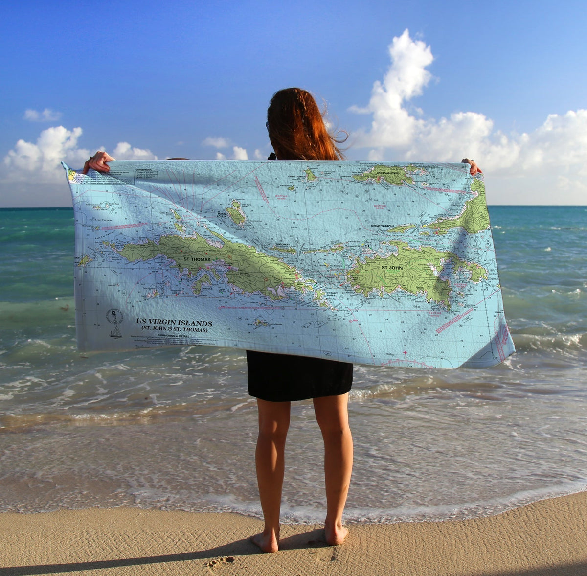 US Virgin Islands Imray Chart Towel (St. Thomas &amp; St. John, USVI) - My Signal Flags