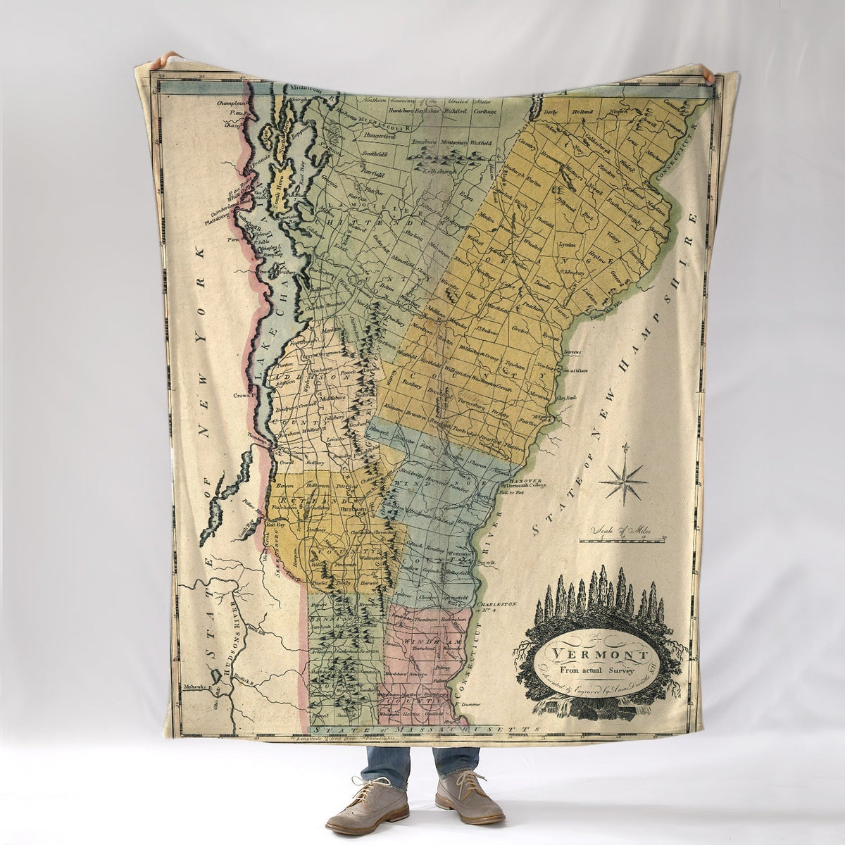 Vermont Vintage Map Blanket - Maritime Tribes USABlanket