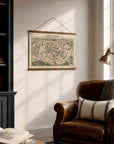 Vintage Paris Bird’s-Eye View Map Canvas Wall Scroll | Paris France Wall Art - Maritime Tribes USAScroll