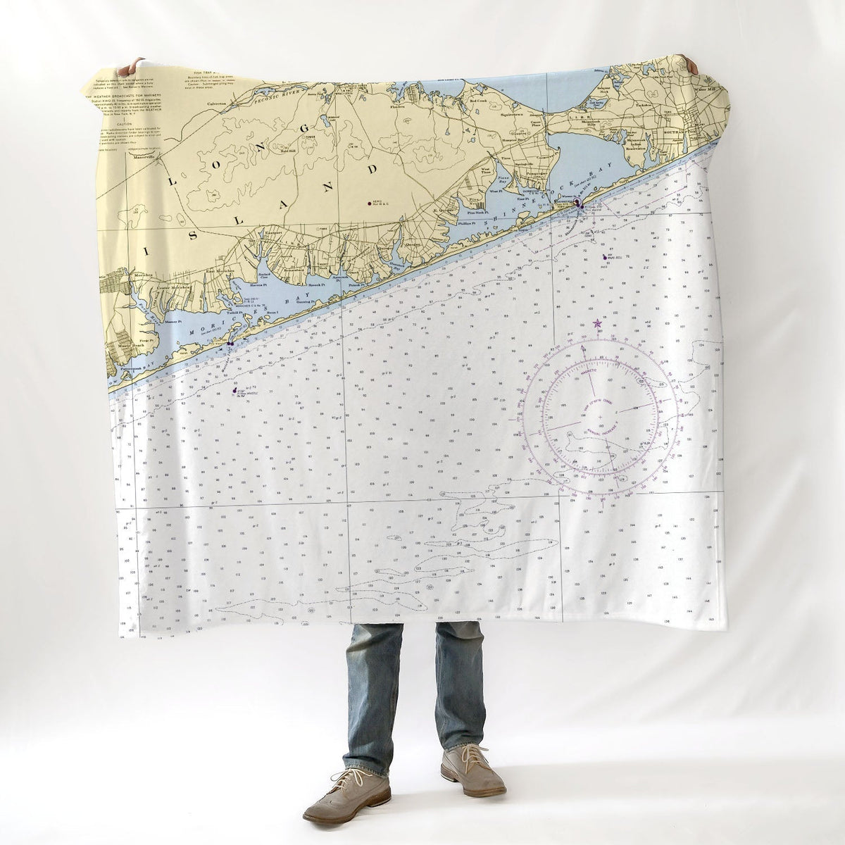 West Hampton, Long Island, NY - Nautical Chart Blanket - Maritime Tribes USABlanket