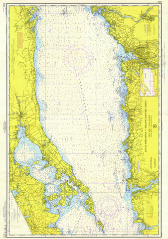 Long Island Sound, Eastern Part, CT Nautical Chart - textured Scroll
