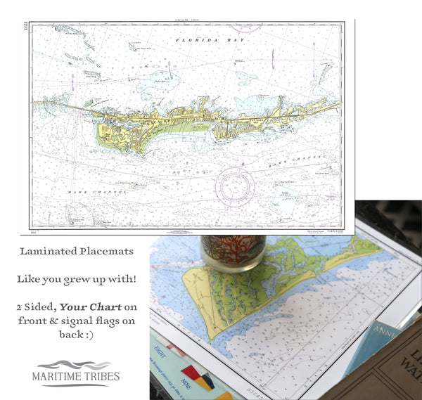 Marathon Key, FL Nautical Chart Placemats, set of 4