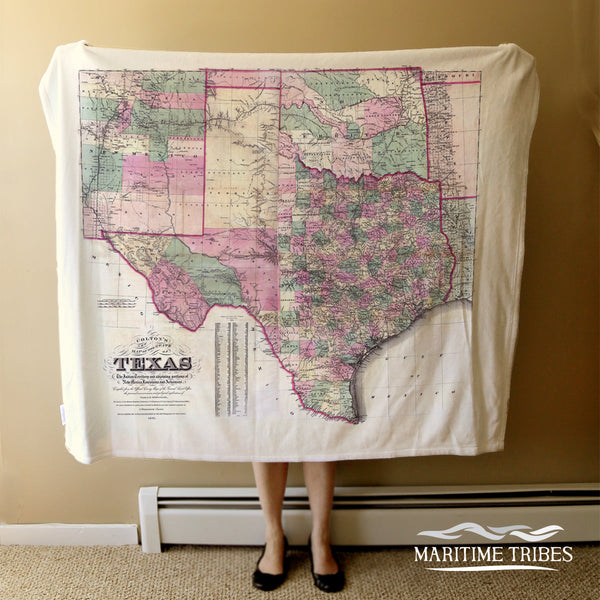 Texas State Vintage Map Blanket
