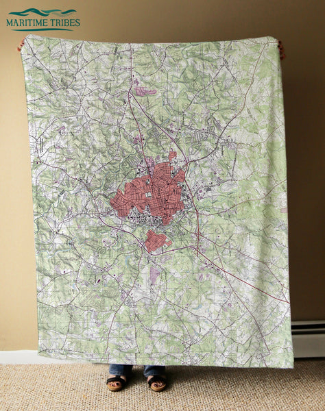 Athens, Georgia, GA. Topo Map Blanket