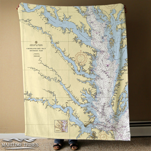 Chesapeake Bay - Southern Part - Nautical Chart Blanket