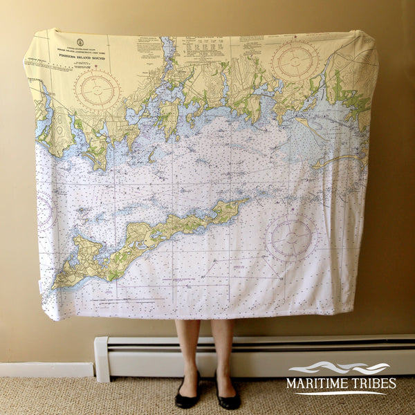 Fishers Island Sound, CT. Nautical Chart Blanket