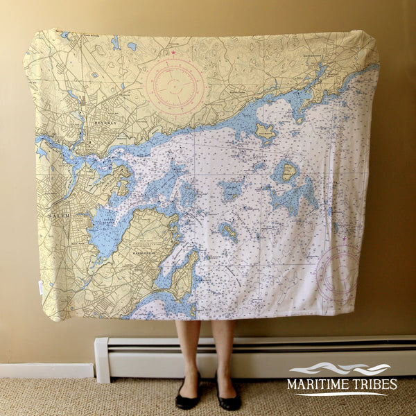 Beverly to Manchester, MA Nautical Chart Blanket