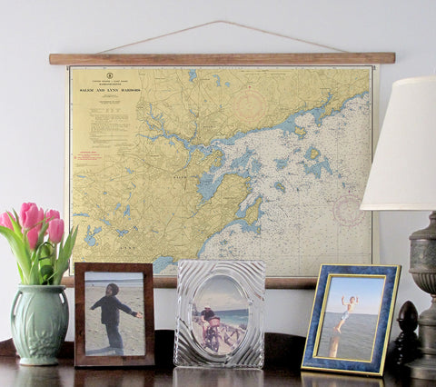 Salem, Marblehead and Lynn Harbors Nautical Chart Scroll