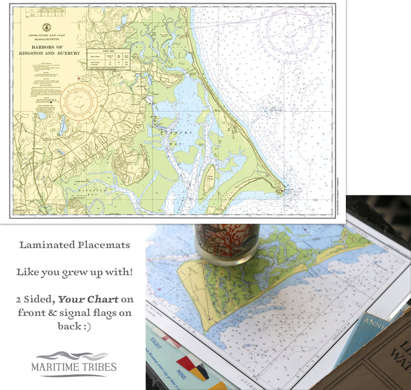 Duxbury, MA Nautical Chart Placemats, set of 4