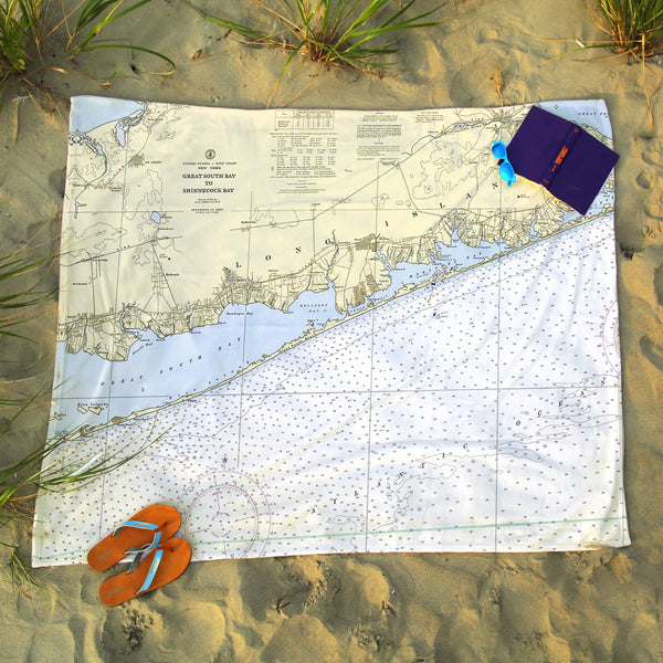 Bellport - Fire Islands, Long Island, NY - Nautical Chart Blanket