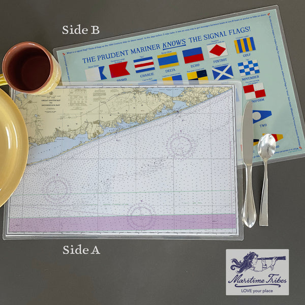 Great South Bay to Shinnecock Bay, NY Nautical Chart Placemats, set of 4