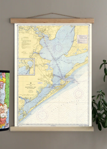 Galveston Bay Nautical Chart Scroll