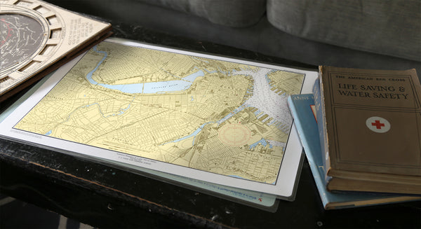 Boston & Brookline Nautical Chart Placemats, set of 4