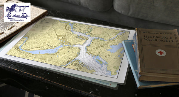 Boston Inner Harbor Nautical Chart Placemats, set of 4